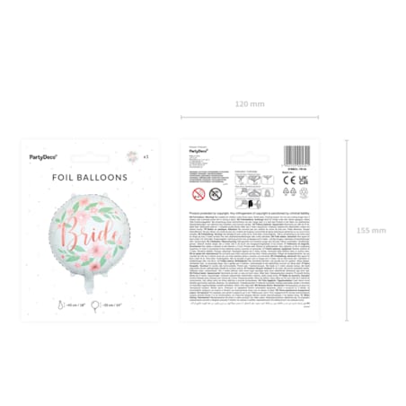 Balon foliowy Bride kwiaty 45cm, biały