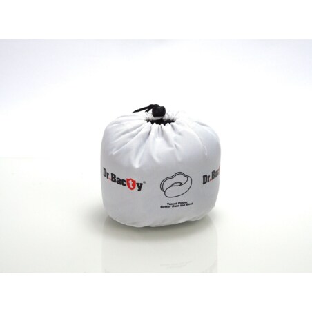 Poduszka podróżna na szyję Dr.Bacty - szara. Plus zatyczki do uszu i opaska na oczy