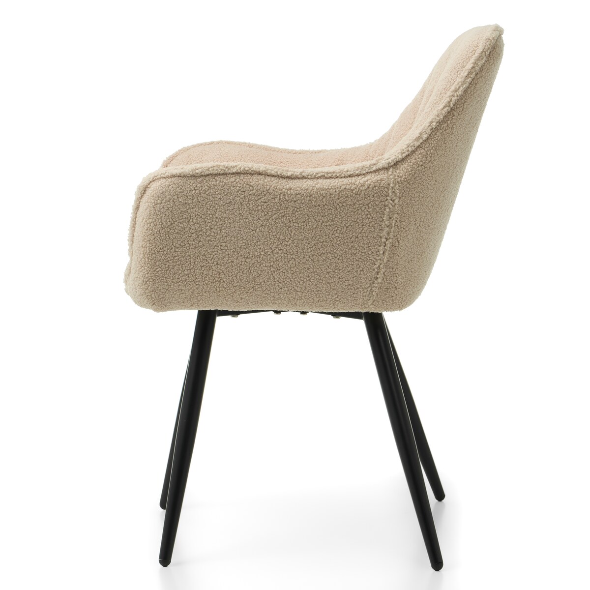 Krzesło tapicerowane pikowane tkanina boucle teddy SIENA beżowa