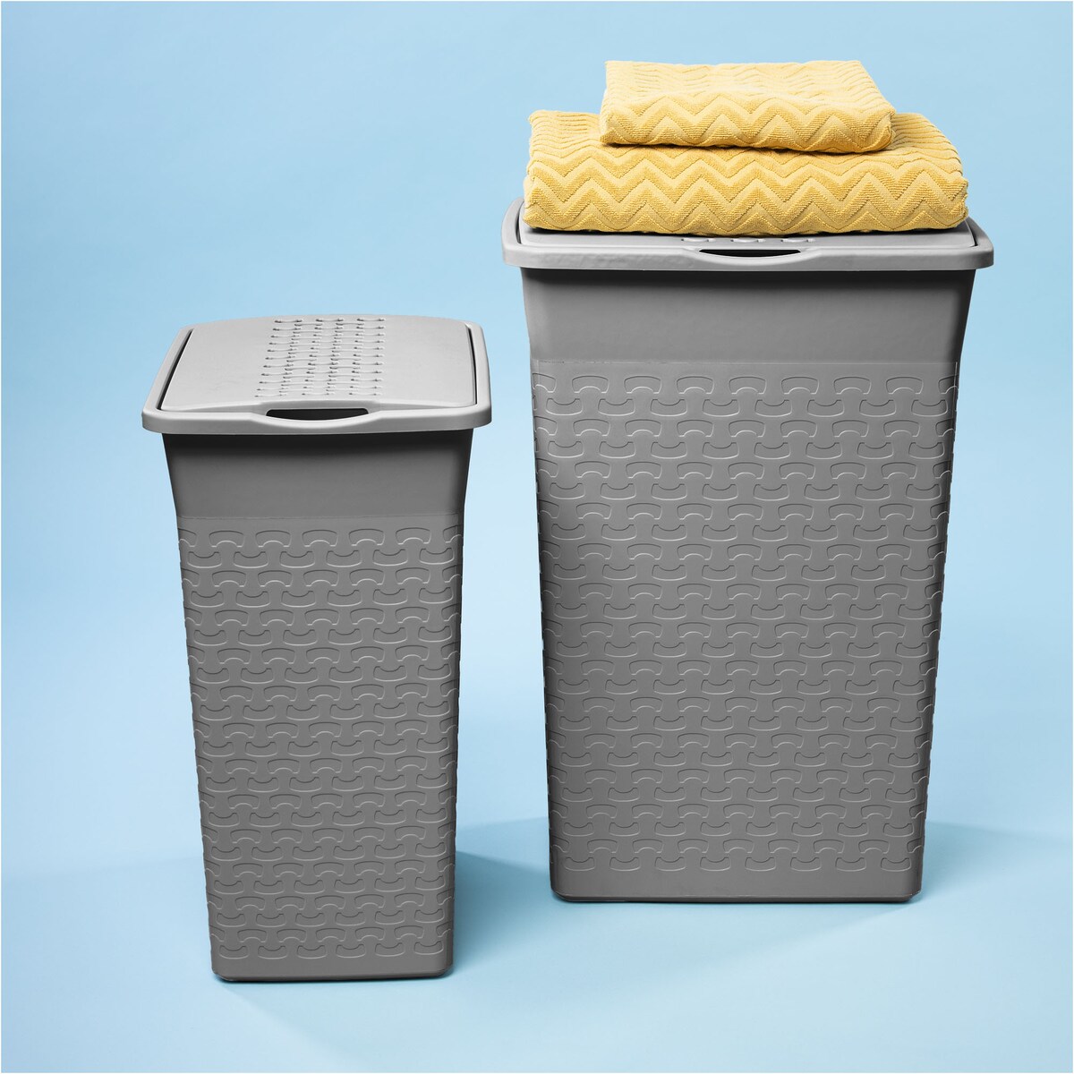 Kosz Na Pranie Bieliznę Wolnostojący Łazienkowy 55 L Szary