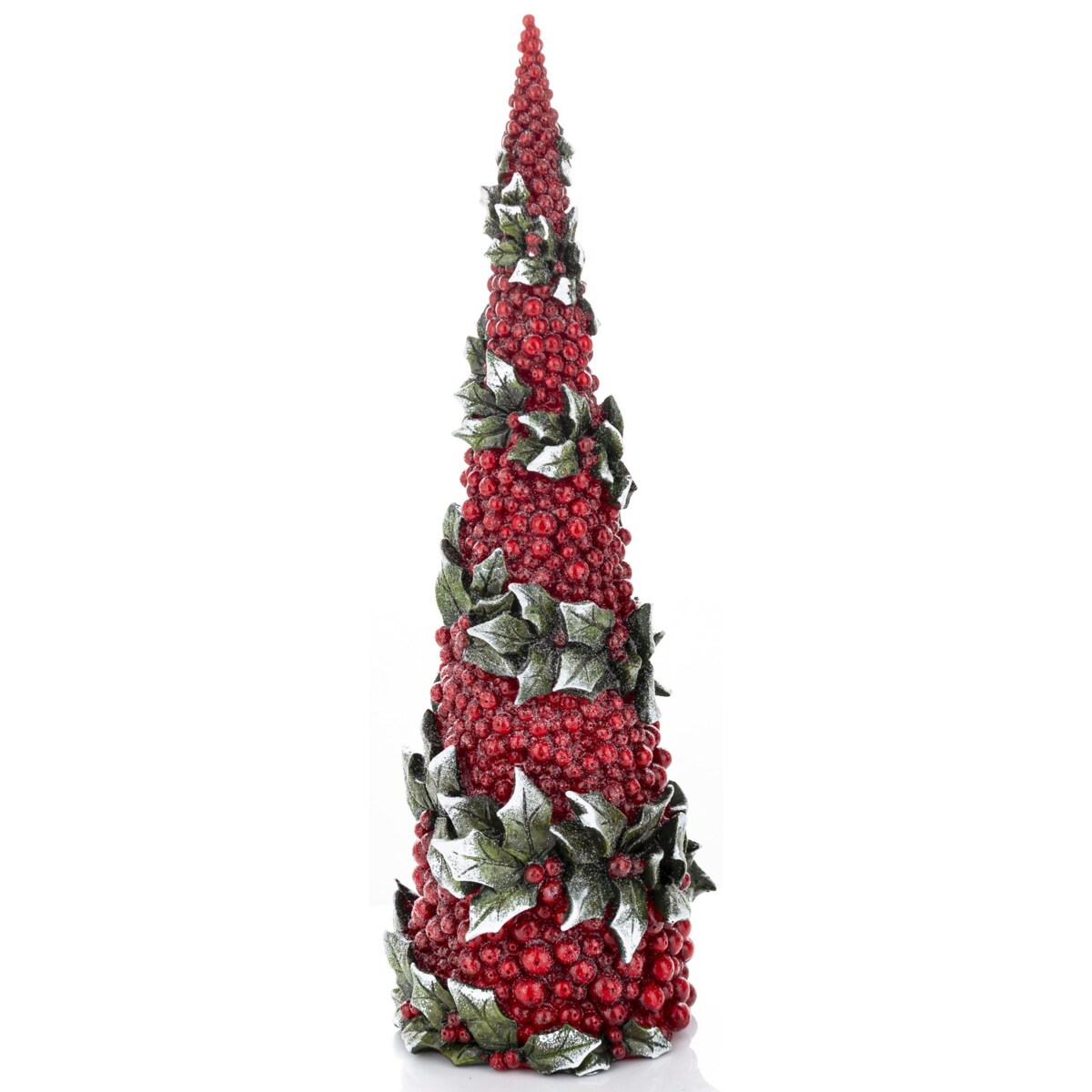 Choinka wysoka 45x15x15 cm RIBES-2 czerwona z zielonymi liśćmi