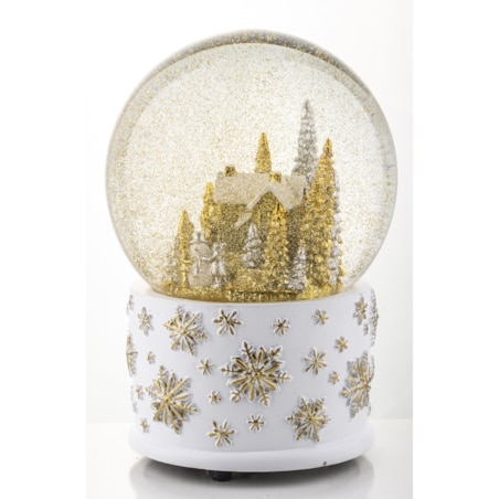 Szklana kula z pozytywką 17x11x11 cm srebrno-złota dekoracja