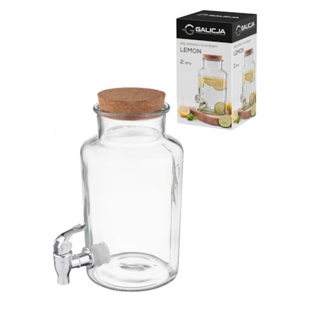 SŁÓJ Z KRANIKIEM 2 L NA NAPOJE lemoniada grill piknik ogród dom impreza