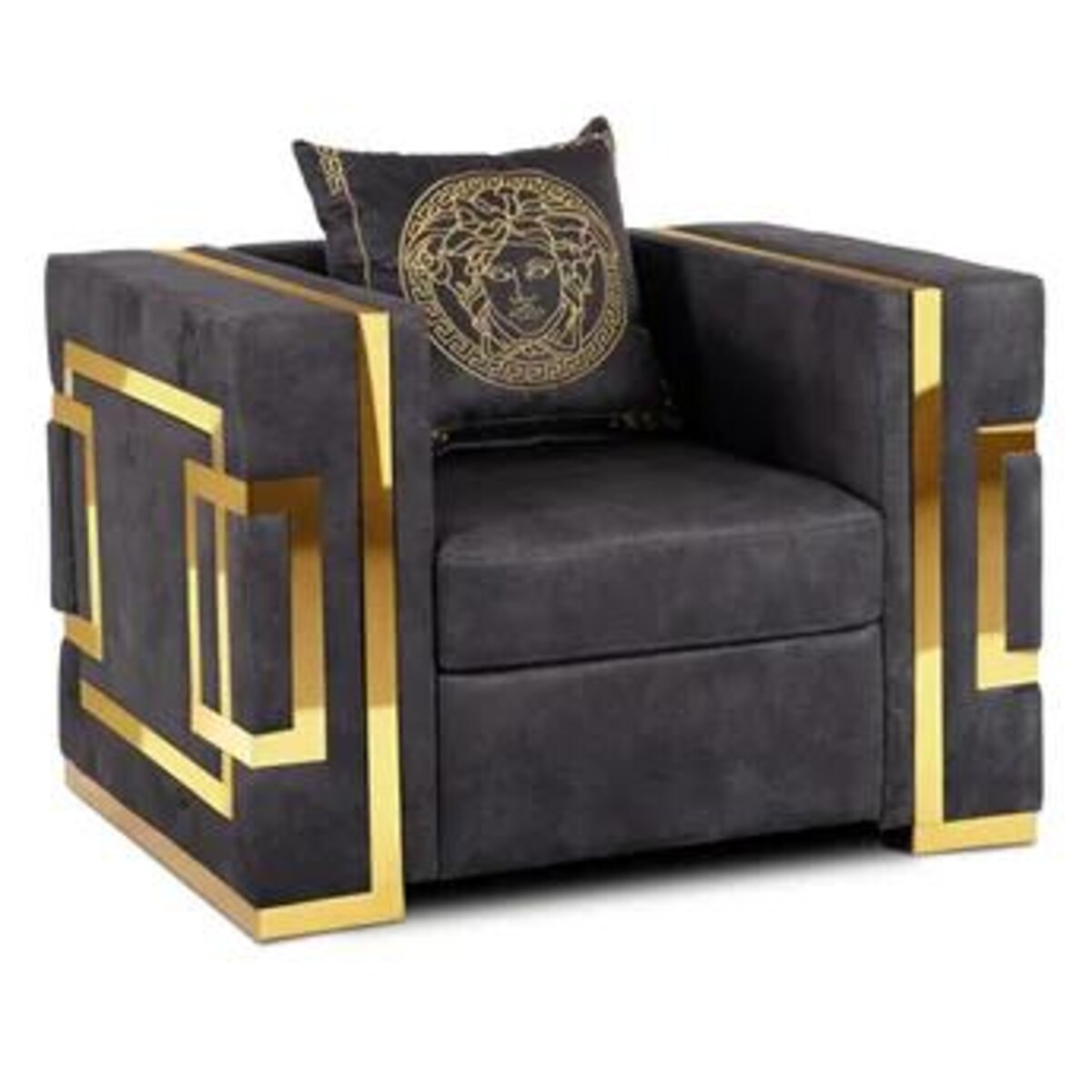 Kanapa Sofa Glamour Jednoosobowa Do Salonu Czarna Złota PALLAZO 1S