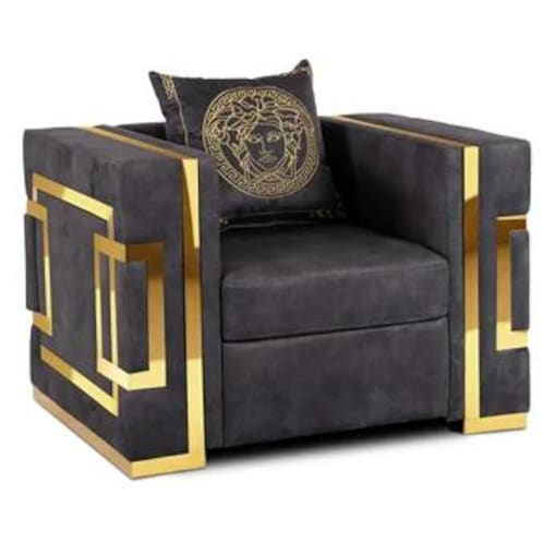 Kanapa Sofa Glamour Jednoosobowa Do Salonu Czarna Złota PALLAZO 1S