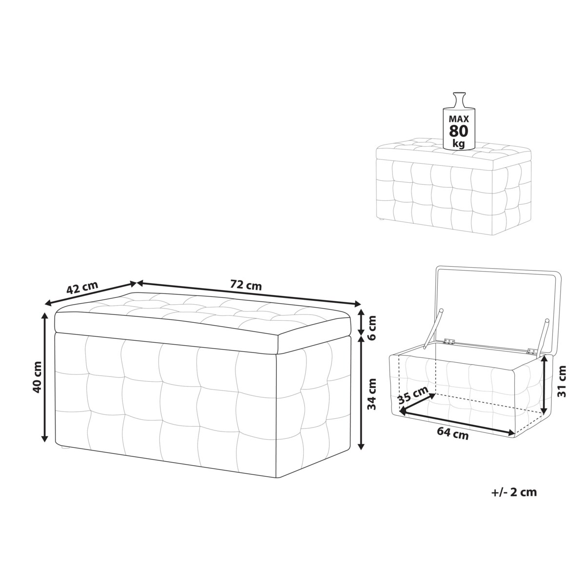 Puf ze schowkiem welurowy brązowy MICHIGAN