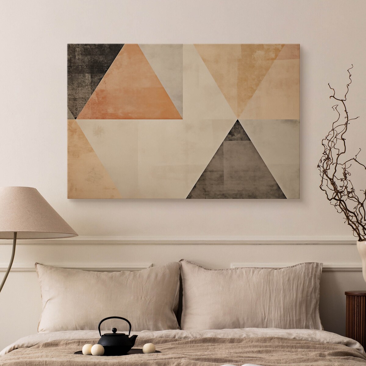 Obraz Ścienny Do Salonu Abstrakcja Trójkąty Wzór Geometryczny Boho 70x50cm