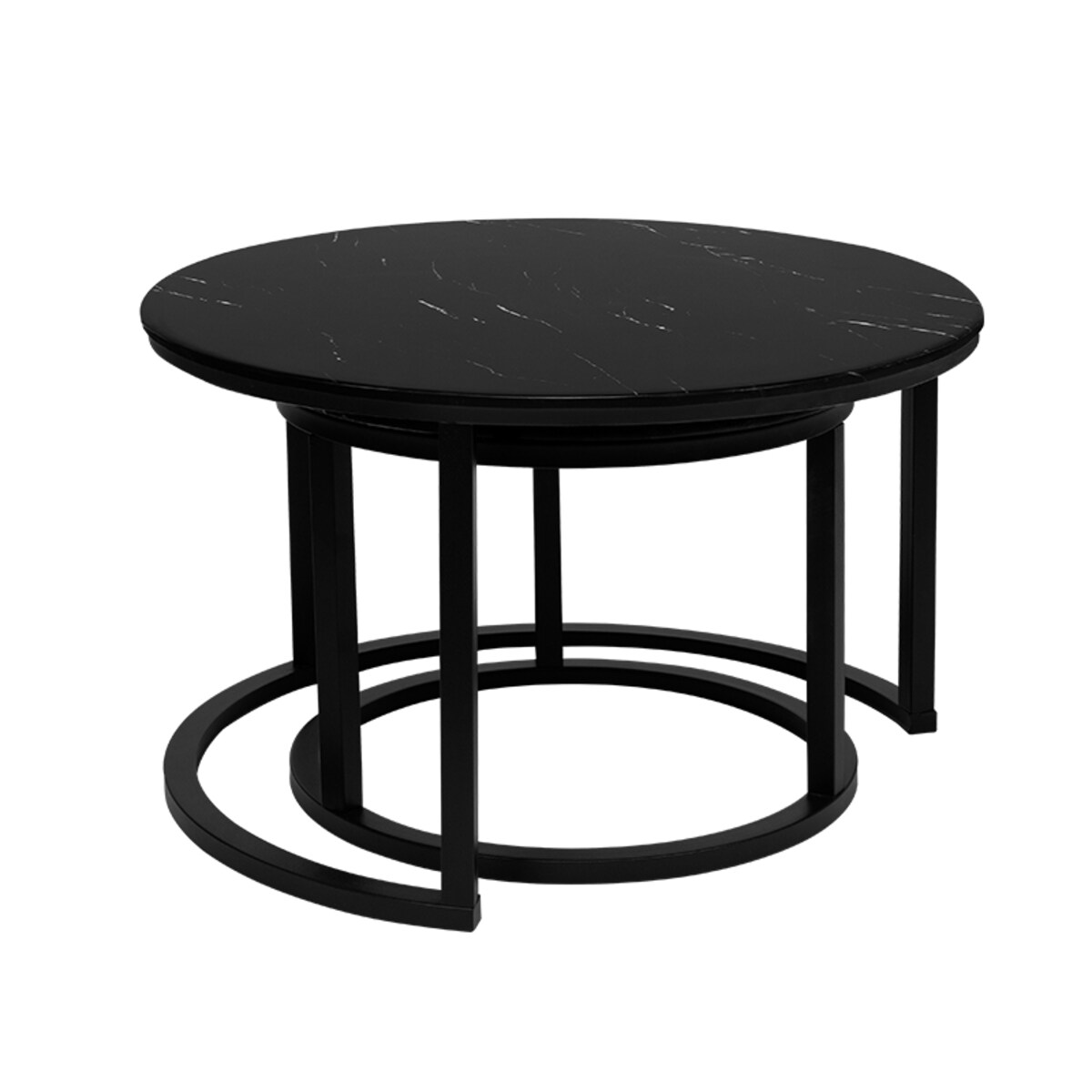 Stolik kawowy okrągły 2w1 biały marmur zestaw 2 stolików kawowych glamour