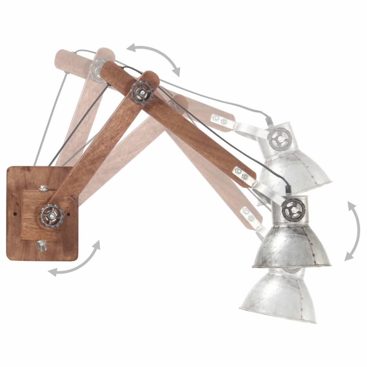 vidaXL Lampa ścienna w industrialnym stylu, srebrna, okrągła, E27