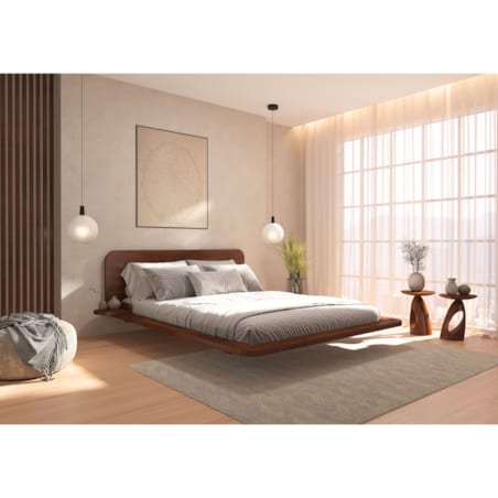 Łóżko lewitujące bukowe JAPANDIC / 160x200, kolor orzech