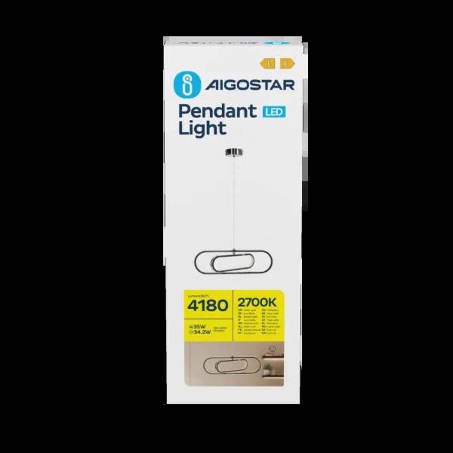 lampa wisząca led z metalu i silikonu, 35 w, 6500k owalna