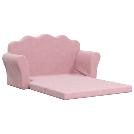 vidaXL 2-os. sofa dla dzieci, rozkładana, różowa, miękki plusz