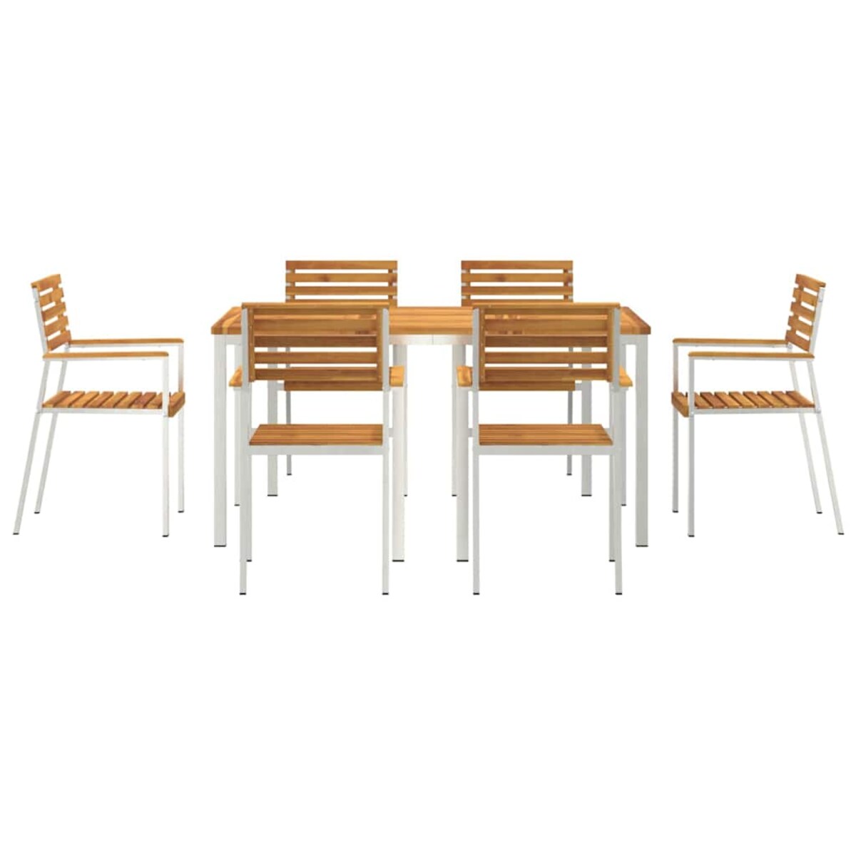 vidaXL Zestawdojedzeniawogrodzie 7 pcs Brązowy DrewnoAkacjowe