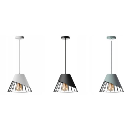 Lampa Sufitowa Wisząca Klosz Metal Szara Led Loft