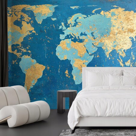 Fototapeta Artystyczna_Mapa_Swiata Do Sypialni Salonu Ścienna 368X254