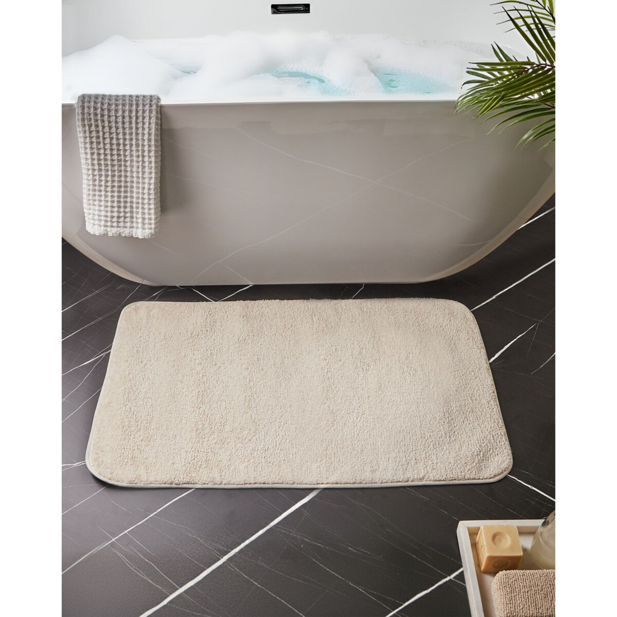 Dywanik łazienkowy URLANA Złamana biel 60 x 90 cm Mikrofibra