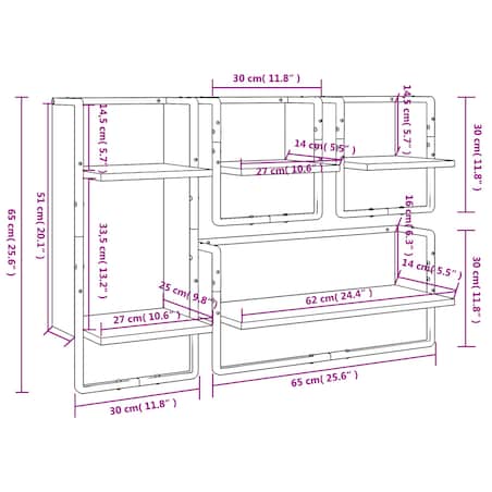 vidaXL Zestaw 4 półek ściennych z drążkami, dąb sonoma