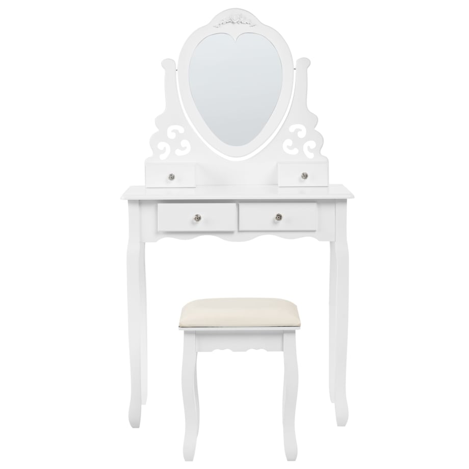 Toaletka z lustrem i stołkiem DIVA Biały