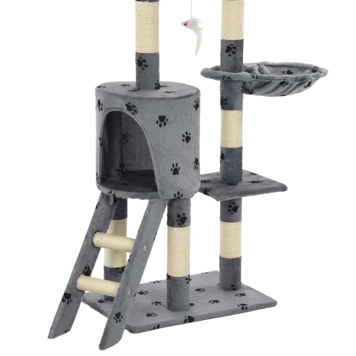 vidaXL Drapak z sizalowymi słupkami, 138 cm, szary w kocie łapki