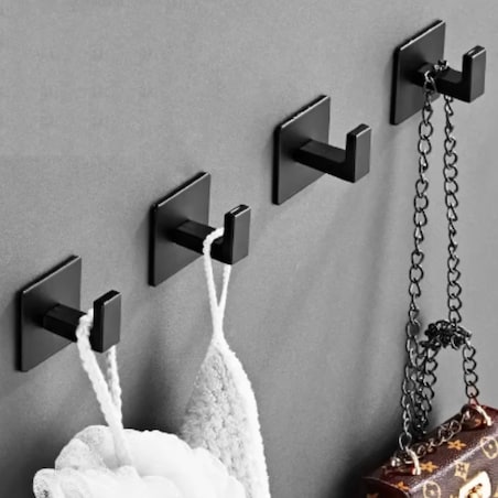 Wieszaki ścienne samoprzylepne czarne zestaw 4 szt. komplet