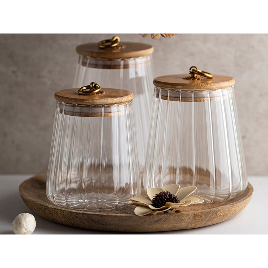 POJEMNIK SZKLANY kuchenny 750 ml ozdobny na jedzenie cukier sól herbatę