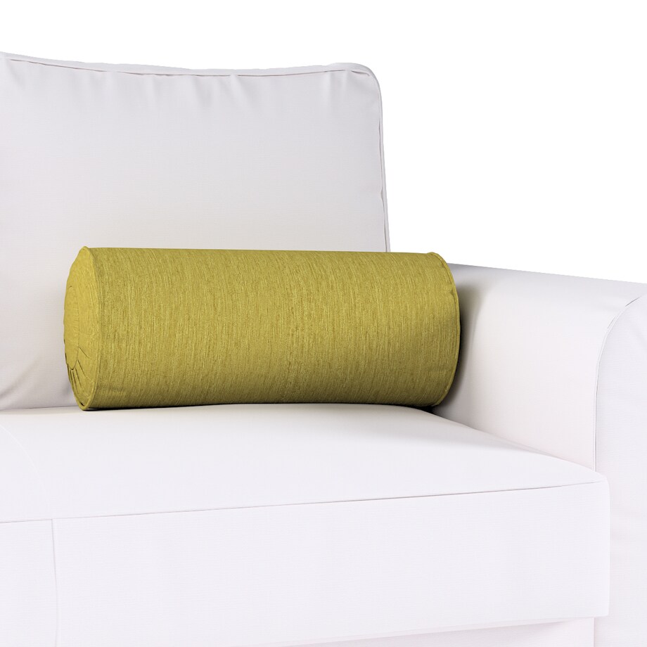 Poduszka wałek z zakładkami, zielony szenil, Ø20 x 50 cm, Chenille