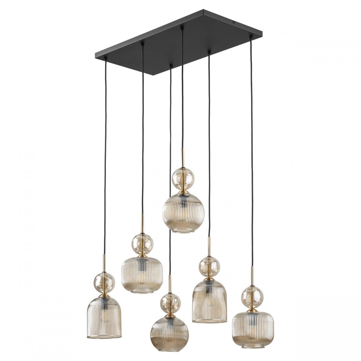 Lampa wisząca TK Lighting SOPHIA COGNAC 11044, 6xE14, regulowana wysokość, czarna, nowoczesna do salonu i jadalni