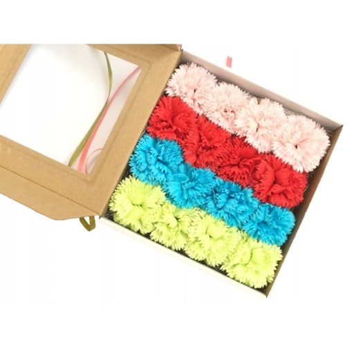 FLOWER BOX duży 20x20cm KWIATY MYDLANE na prezent