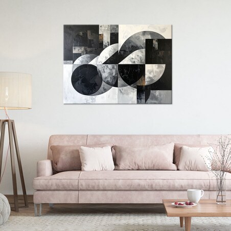 Obraz do salonu sypialni biura loftu, Abstrakcja koła kształty czarno biały