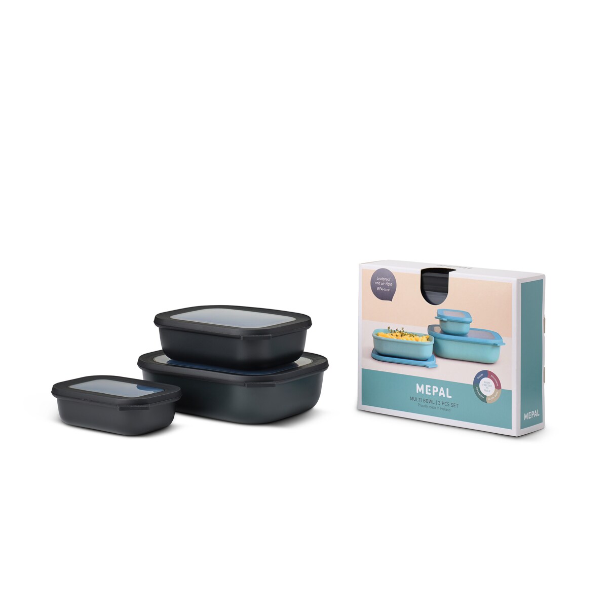 Zestaw 3 misek Cirqula prostokątna 500 1000 2000 Black 106270041100