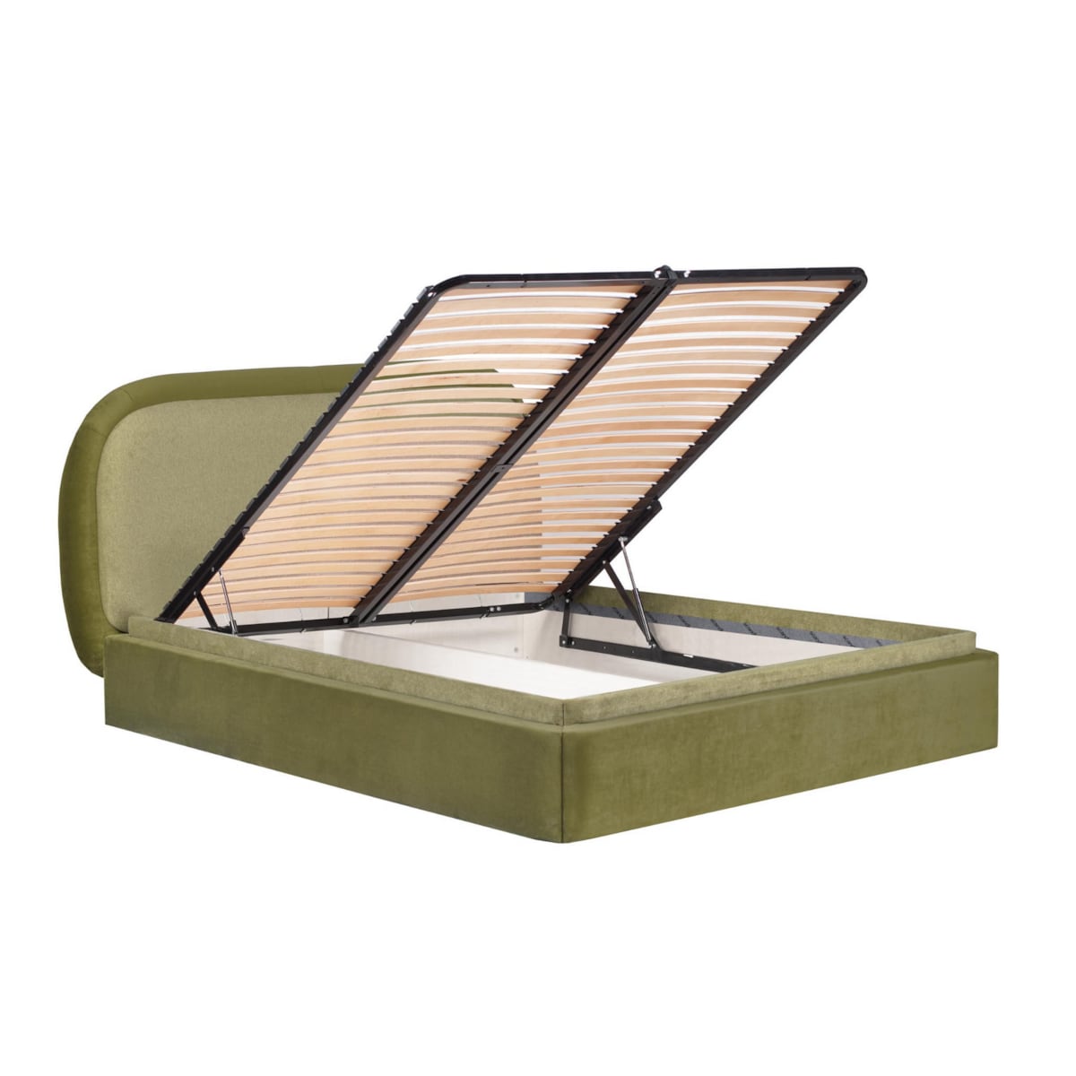 Łóżko Lagom (180x200) z pojemnikiem na pościel w tkaninie DarkGreen&Green