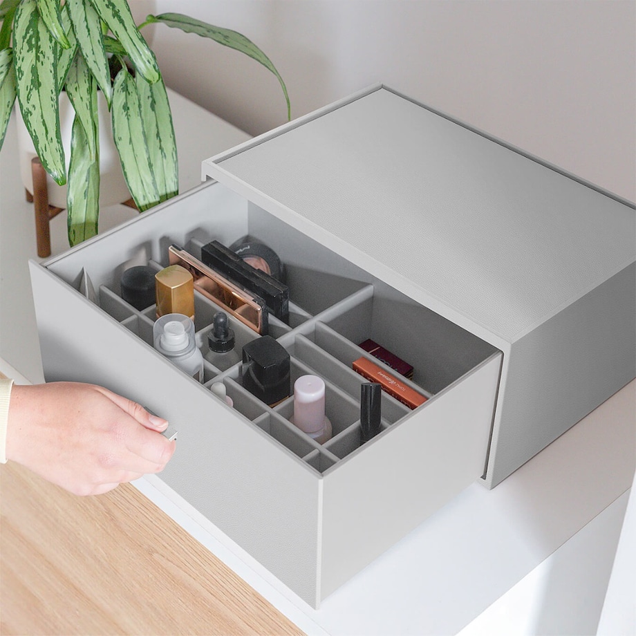Organizer na kosmetyki Stackers Pebble głęboki supersize kamienna szarość z szufladą