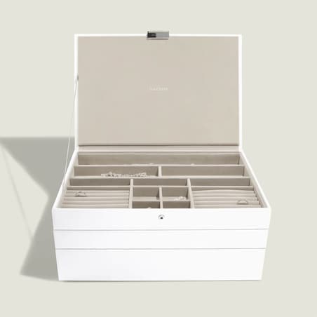 Szkatułka na biżuterię Stackers potrójna supersize biało-beżowa