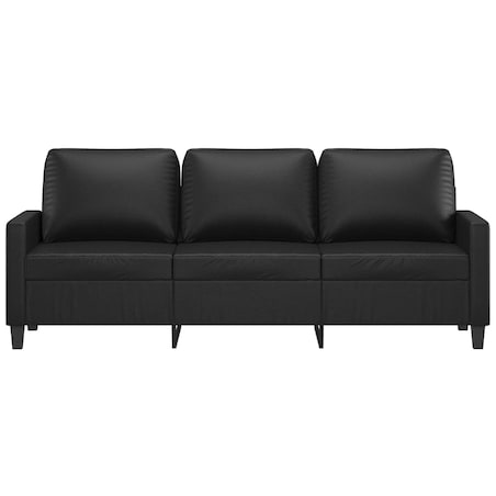 vidaXL 3-osobowa sofa, czarna, 180 cm, obita sztuczną skórą