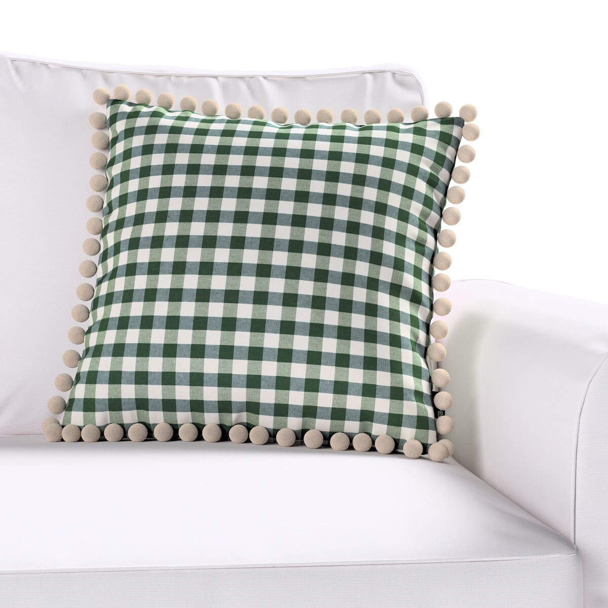 Poszewka Wera na poduszkę 45x45 zielono-biała kratka (1,5x1,5cm)