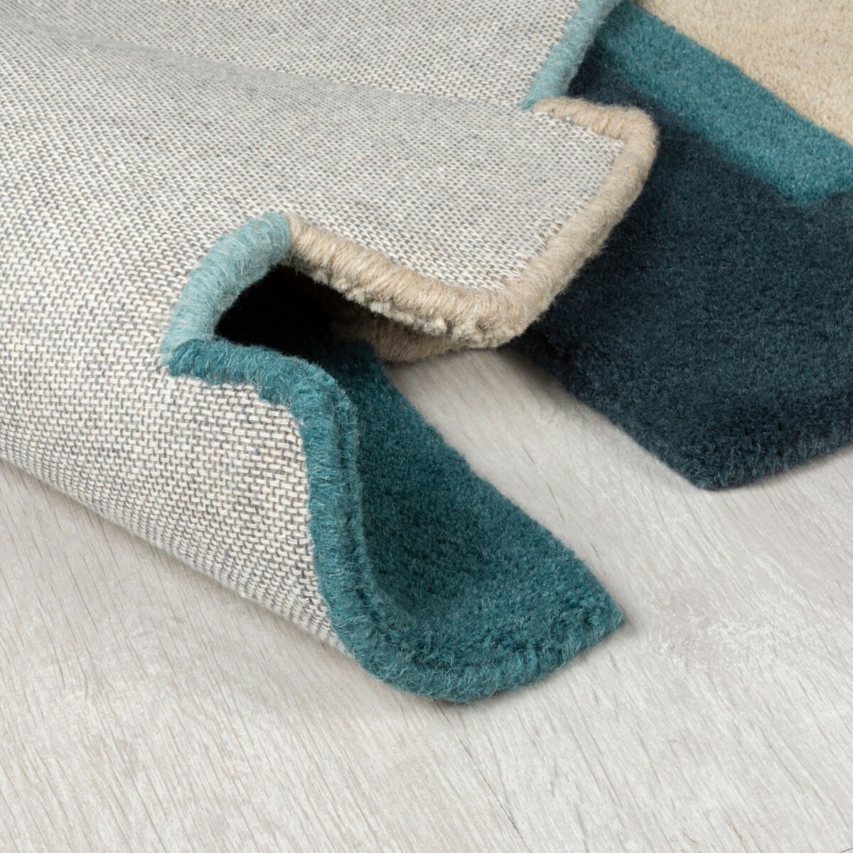 Dywan Wełniany Abstract Collage Teal 60x230