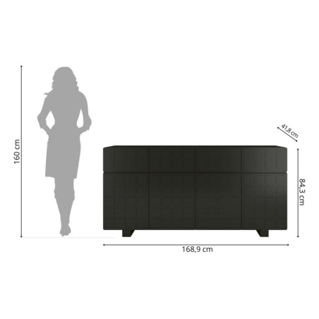 Nowoczesna komoda z frontami 3D Skandica CUBO LONG / kolor czarny / szer. 169 cm