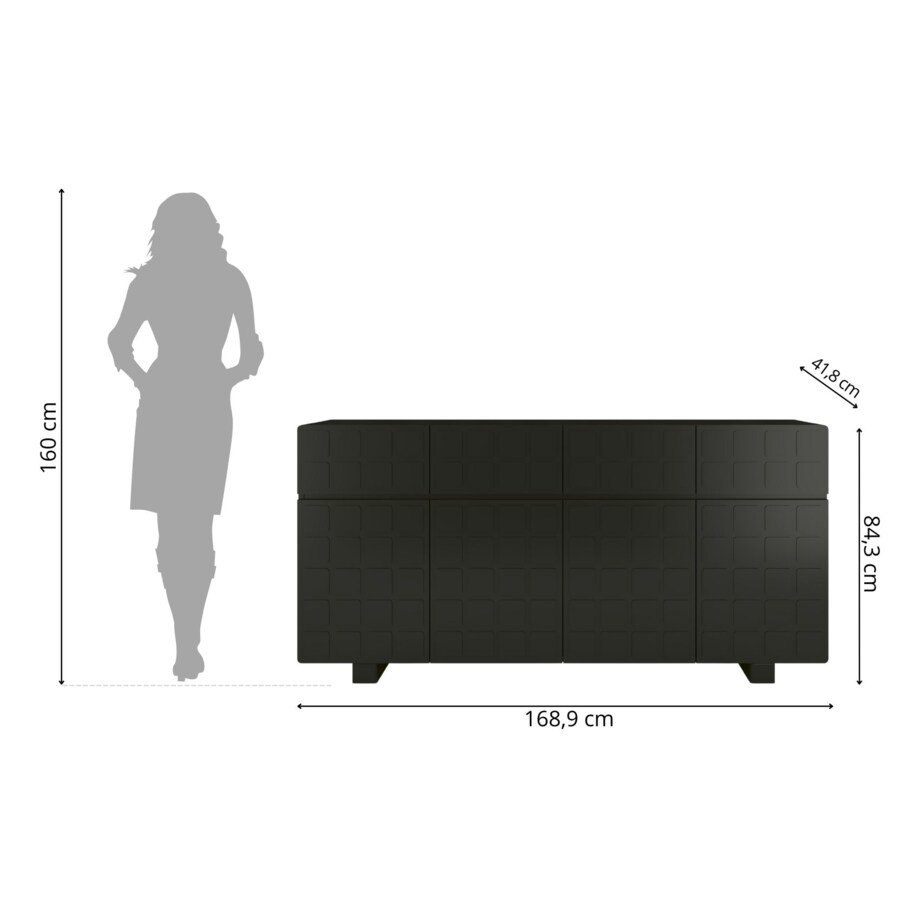 Nowoczesna komoda z frontami 3D Skandica CUBO LONG / kolor czarny / szer. 169 cm