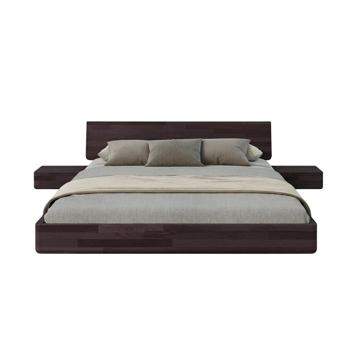 Łóżko lewitujące drewniane bukowe Visby LENA z szafkami / 120x200 cm, kolor palisander