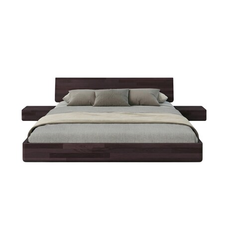 Łóżko lewitujące drewniane bukowe Visby LENA z szafkami / 120x200 cm, kolor palisander