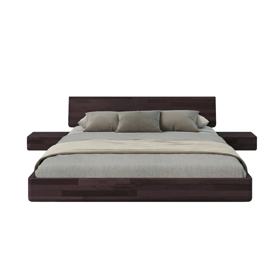 Łóżko lewitujące drewniane bukowe Visby LENA z szafkami / 120x200 cm, kolor palisander