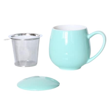 Kubek z zaparzaczem i pokrywką miętowy - idealny zestaw do przygotowania herbaty, perfekcyjny podarunek prezent dla mamy, taty, babci, dziadka