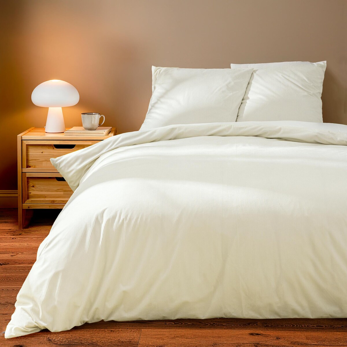 Komplet pościeli sztruksowej 3-częściowy CASUAL, 240 x 220 cm, kolor beżowy, poliester