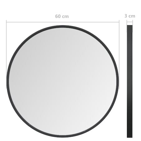 vidaXL Lustro ścienne, czarne, 60 cm