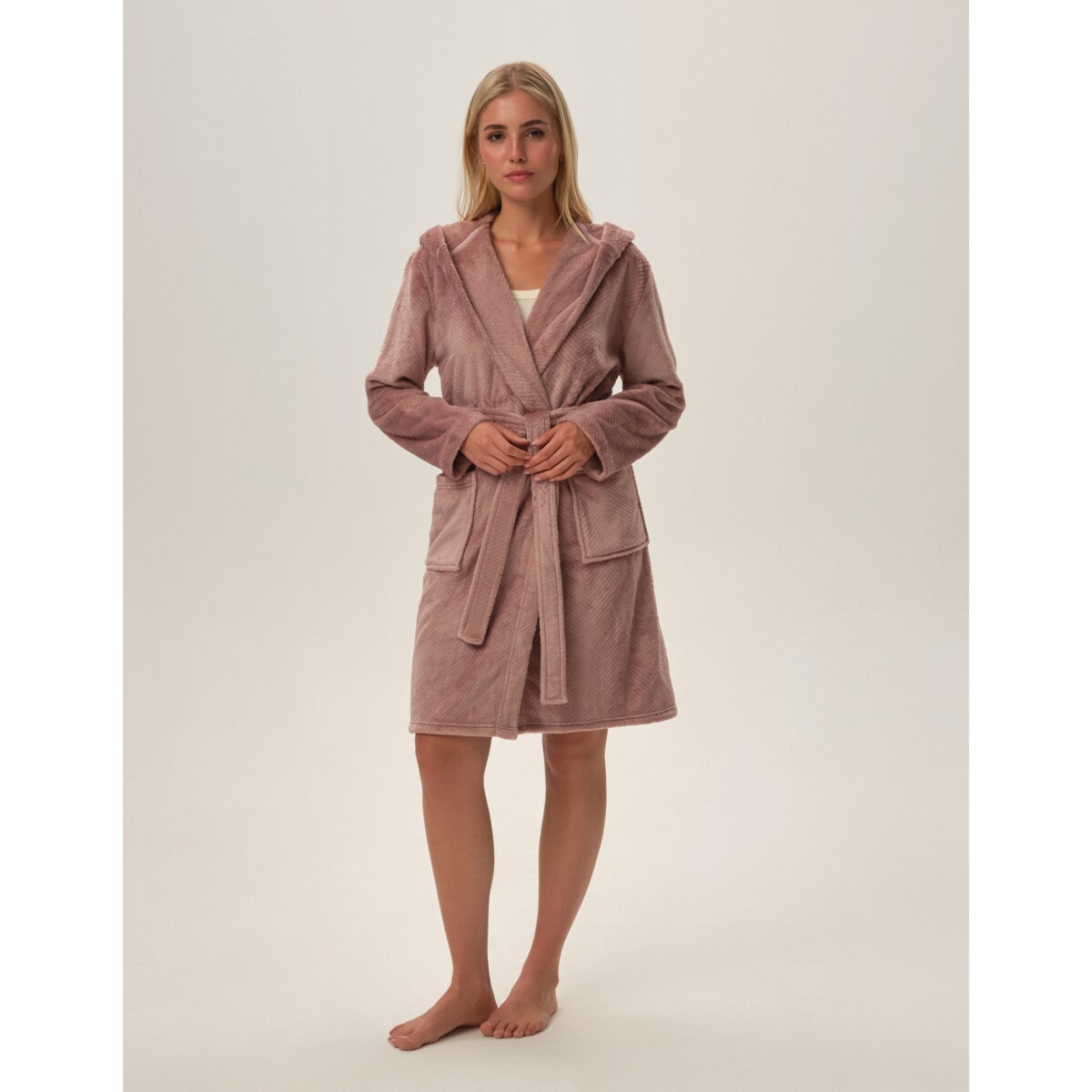 Szlafrok Frankie 41950-39X Pudrowy Róż Pudrowy Róż, XXL