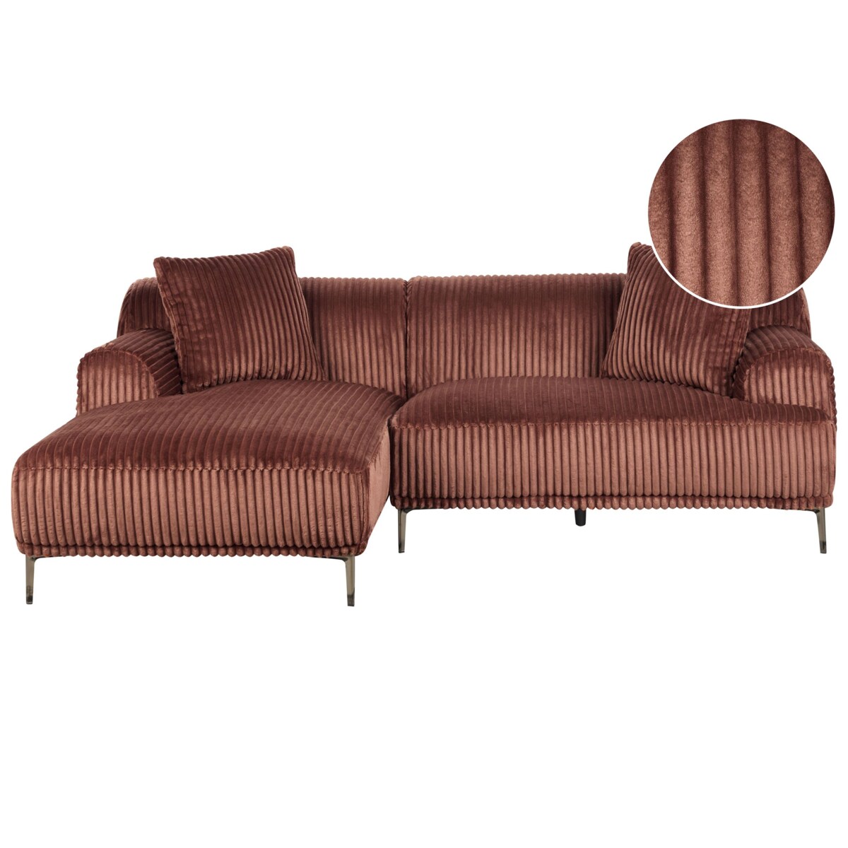 Narożnik prawostronny sztruksowy brązowy STENUM