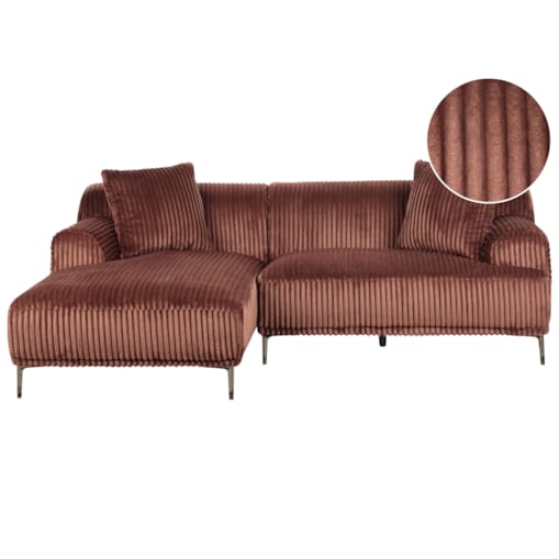 Narożnik prawostronny sztruksowy brązowy STENUM