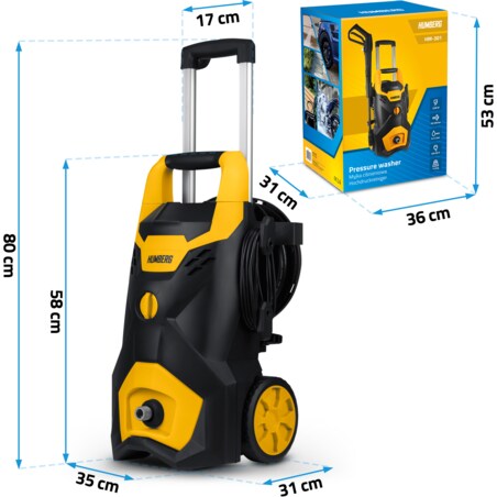Myjka ciśnieniowa ze zwijakiem 2200W 300 bar zestaw Humberg