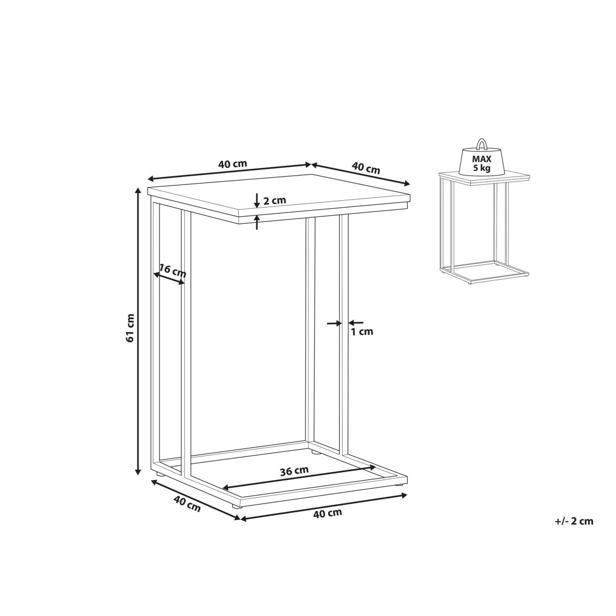 Stolik brązowoszare drewno z czarnym TROY