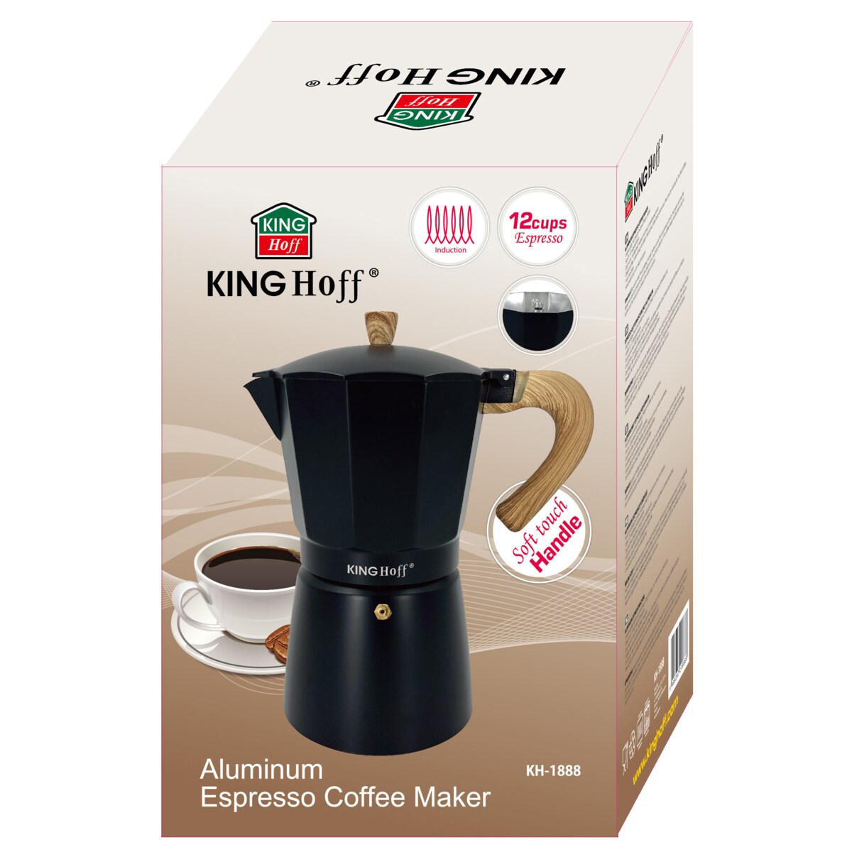 Kawiarka espresso Kafeterka ciśnieniowa indukcja KINGHOFF 600ml 12 filiżanek